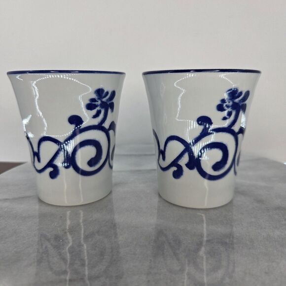 Tokyo Disney Resort Mickey Mouse Blue White Yunomi Tea Cups Pair Made in Japan - Picture 8 of 10